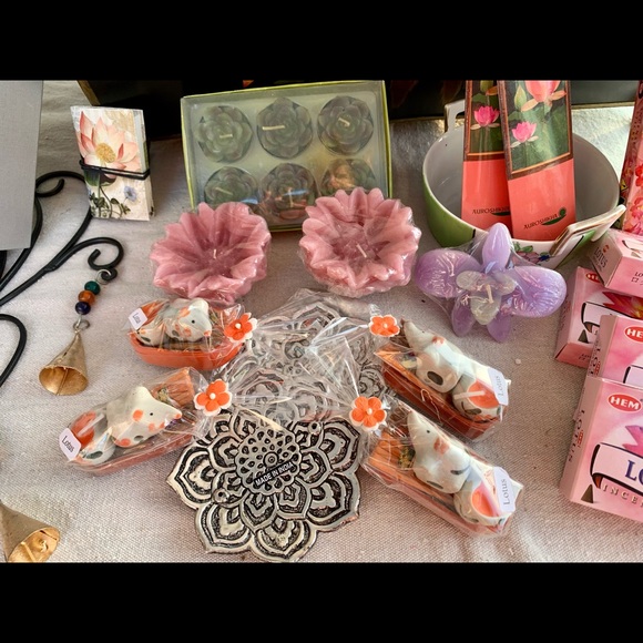 Vintage Lotus Gift Chest w/ Chimes Incense Candles Heart Porcelain Box & More 🌸 - Picture 2 of 10